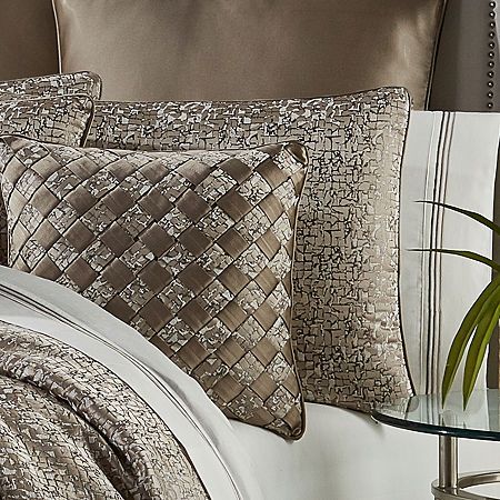 Calgary is a contemporary collection that uses multi-dimensional weaves and textures to create this one of a kind look. The many shades of taupe and ivory are composed and cool. Paired with matching shams and a satin bedskirt this collection will elevate your bedroom to the next level.# Pieces In Set: 4Included: 1 Bed Skirt(s) With 15 Inch Drop, 2 Standard Sham(s), 1 Comforter(s)Features: Oversized ComforterBed Skirt Drop: 15 InWarmth Factor: HeavyweightBed Size: QueenFill Weight: 8 oz. of FillB Taupe Comforter, Luxury Comforter Sets, Taupe Dress, Soft Palette, European Pillows, Glam Bedroom, Queens New York, King Comforter Sets, Multi Dimensional