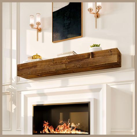 PRICES MAY VARY. A Classic Accessory — Give your living room a boost of elegance and bring refinement into focus with this floating mantel shelf 60 inch. This floating mantle shelf highlights your fireplace shelves with the traditional element of wood in a clean, minimal design One Shelf, Abundant Uses — Whether it's books, awards or photos, this wood mantle decor for fireplace 60 inch rustic shelf is your stage. Position a wall mounted mirror, television or paintings above these old fireplace m