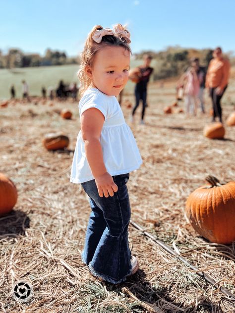 Toddler Girl Pumpkin Patch Outfit, Toddler Pumpkin Patch Outfit, Black Combat Boots Outfit Fall, Toddler Thanksgiving Outfit Girl, Girls Boots Outfit, Combat Boots Outfit Fall, Black Combat Boots Outfit, Kids Bell Bottoms, Toddler Thanksgiving Outfit