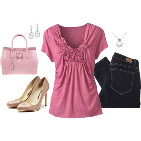 Untitled #45, created by jennmk17 on Polyvore Dressed To The Nines, April 2012, Complete Outfits, Pink Outfits, Fashion Summer, Comfortable Outfits, Latest Fashion For Women, Type 1, Dark Pink