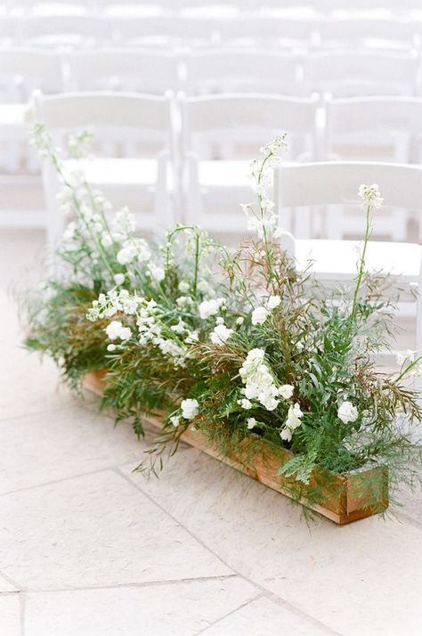 Rustic Flower Box Aisle Decor Modern Wedding Reception, Large Floral Arrangements, Aisle Flowers, Wedding Altars, Organic Wedding, Wedding Ceremony Flowers, Ceremony Inspiration, Rustic Flowers, Ceremony Flowers