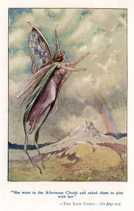 The Project Gutenberg E-text of The Sun's Babies, by Edith Howes Vintage Fairy Aesthetic, Rain Fairy, Faerie Realm, Fairy Life, Fairy Realm, Fairy Cartoon, Colouring Ideas, Lovely Illustrations, Faery Art