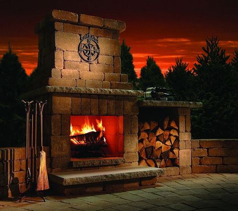 fireplace Outdoor Fireplace Kits, Fireplace Kits, Diy Outdoor Fireplace, Outdoor Fireplace Designs, Patio Fireplace, Backyard Fireplace, Pergola Kits, Pergola Plans, Fireplace Design