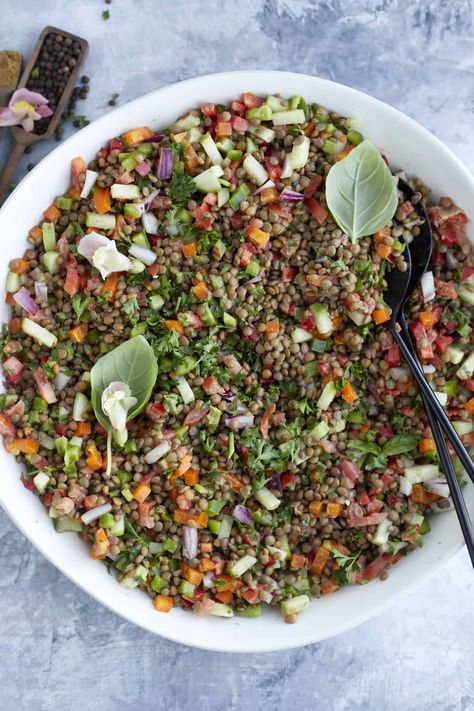 How To Cook Lentils, Lentil Salad Recipes, Food Dolls, Canned Lentils, Lentils Beans, Savory Salads, Lentil Salad, Yummy Salad Recipes, Lentil Recipes