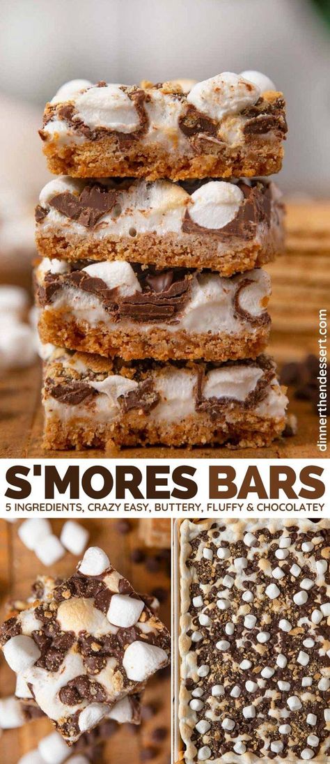 Smores Dessert Gluten Free, Easy S’mores Cookie Bars, Baked Goods For A Crowd, Smores Dessert Bar, Star Desserts, Smores Bar Recipe, Baking Summer, Smores Bars, 5 Ingredient Desserts