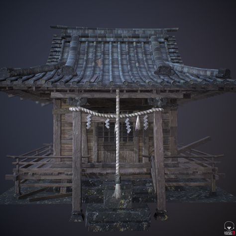 ArtStation - Shrine, Aleksei Besedin Ashigaru Armor, Dungeons And Dragons Diy, Environment Projects, Japanese Shrine, China Architecture, Substance Designer, Garden Steps, Building Art, Chinese Architecture