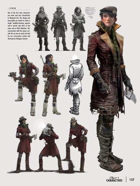 Character development sheets from Fallout 4. BTW If you haven't picked up the art book yet it's still available through our store at a great price. It's loaded with just about everything we produced for the game. Dark Horse did an amazing job packaging this book together to give it a premium feel at an affordable price. I don't think you'll be disappointed. Thank you and cheers! http://store.bethsoft.com/books-and-other-media/books/the-art-of-fa... Fallout 4 Piper, Fallout 4 Concept Art, Fallout Rpg, Fallout Fan Art, Fallout Concept Art, Fallout Game, Fallout Art, Fall Out 4, Fallout New Vegas