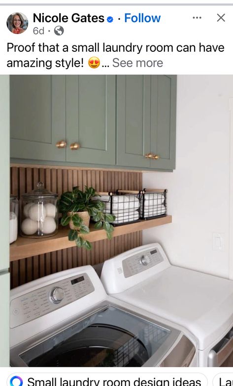 Laundry In Utility Room, Laundry Room With Deep Sink, Under Washer And Dryer Storage Diy, Washer Dryer Built In, Laundry Room With Top Load Washer, Olive Green Laundry Room, Laundry Room Mud Room Combo Small, Sage Laundry Room, Washer And Dryer In Garage