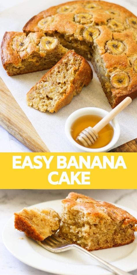 Easy Banana Cake Recipe, Banana Topping, Easy Banana Cake, Caramelised Banana, Banana Recipes Easy, Banana Recipes Overripe, Banana Slices, Banana Cake Recipe, Overripe Bananas