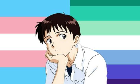 trans + gay icons — neon genesis evangelion — shinji Neon Genesis Evangelion Shinji, Evangelion Shinji, Shinji Ikari, Genesis Evangelion, Neon Genesis, Neon Genesis Evangelion, Flag, Neon