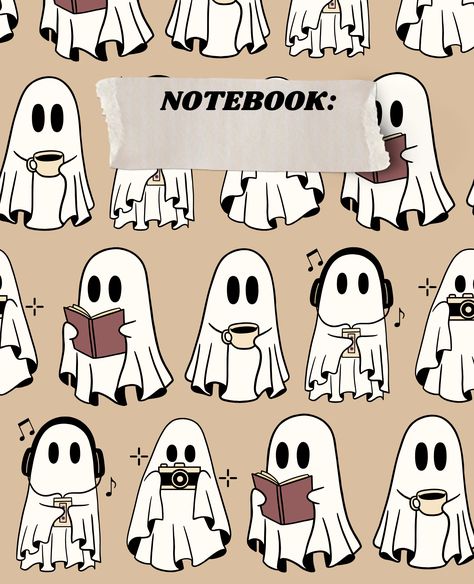 Ghost Listening To Music, Studying Notes, Fall Notebook, Ghost Reading Book, Halloween Notebook, Therapy Notes, Ghost Reading, Ghost Books, Halloween Wallpaper Cute