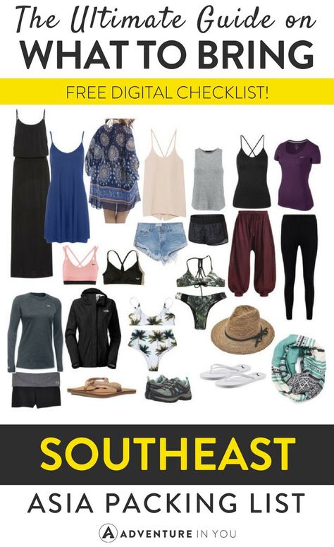 Southeast Asia Packing, Southeast Asia Packing List, Asia Packing List, Travel Outfit Spring, Packing Checklist, Travel Clothes Women, Hippie Pants, Packing Lists, Travel Outfit Summer