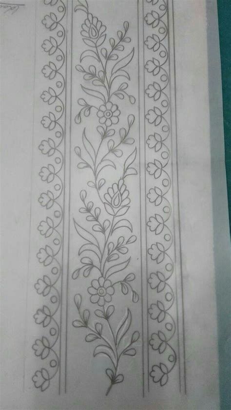 Hand Embroidery Tracings - Aari/Maggam Work - Knotty Threadz % % Aari Work Motifs, Embroidery Pattern Design, Corak Bunga, Pola Bordir, Border Embroidery Designs, Bead Embroidery Patterns, Border Embroidery, Hand Work Embroidery, Embroidery Neck Designs