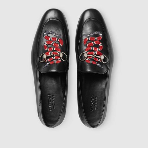 Leather loafer with snake Mens Moccasins Loafers, Sepatu Loafers, Mens Designer Loafers, Mens Loafer, Mens Loafers, Gucci Loafers, Moccasins Mens, Men Loafers, Gucci Leather