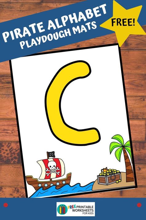 Perfect to accompany your pirate pretend-play learning theme are these colorful letter formation mats.   Fun Playdough Printables for Preschool and Kindergarten | Pirate Themed Fine Motor Games | Hands On Literacy Homeschool Activities | Kids Classroom Center Ideas and Worksheets   #FreePrintableWorksheetsForKids #pirate #alphabet #letter #playdough Classroom Center Ideas, Playdough Letter Mats, Pirate Alphabet, Playdough Printables, Fine Motor Games, Alphabet Playdough Mats, Prek Ideas, Pirate Activities, Alphabet Sounds