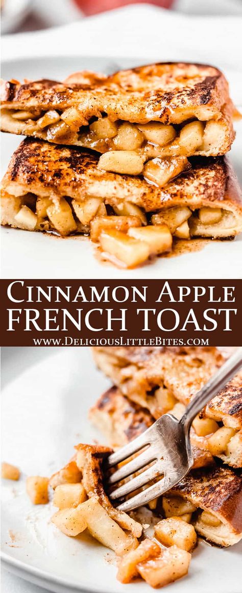 Yummy Breakfast Sandwiches, French Toast Recipe Stuffed, Specialty French Toast, Apple Pie Stuffed French Toast, French Toast No Syrup, Different French Toast Recipes, How To Make Stuffed French Toast, Granola French Toast Recipe, Apple Crisp French Toast