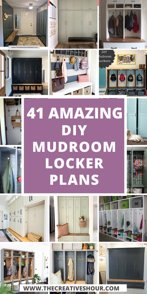 Hall Locker Ideas, Mudroom Locker Ideas Entryway, Entryway Storage Lockers, Boys Room Locker Storage, Diy Mudroom Cubbies With Bench, Barn Door Mudroom Storage, Lockers Ideas For Home Mud Rooms, Basement Locker Storage, Closet Lockers Diy