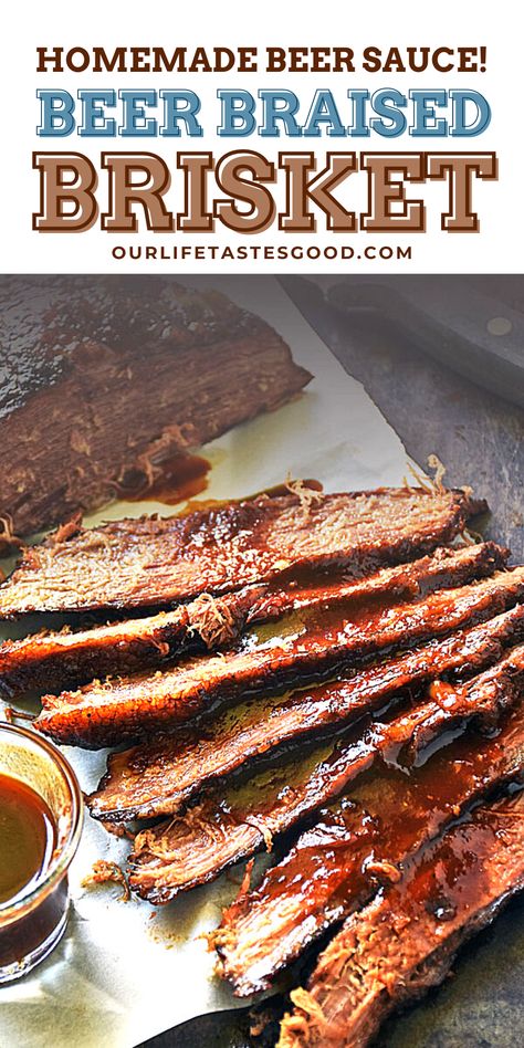 Beer Braised Brisket, Beer Brisket Recipes, Braised Beef Brisket Recipes, Braised Beef Brisket, Baked Brisket, Beer Braised Beef, Grilled Brisket, Braised Meat, Brisket Oven