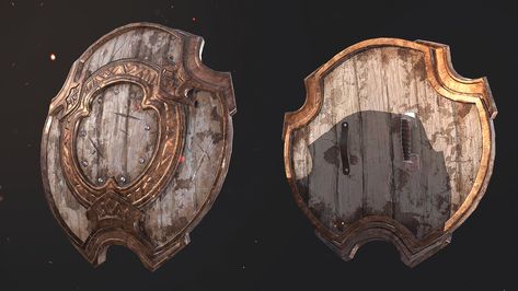 Another game asset this time based on the awesome Artyom Vlaskin concept! 3.500 Tris Fantasy Shield Art, Shield Designs, Medieval Shield, Props Ideas, Fantasy Items, Medieval Shields, 40k Warhammer, Wooden Shield, Celtic Warriors