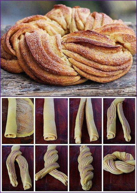 Snygg krans enkelt Resepi Roti, Fest Mad, Pembuat Roti, Bread Shaping, Läcker Mat, Deilig Mat, Christmas Breakfast, Bread And Pastries, Bread Recipes Homemade