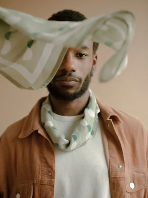 RHEA BANDANA IN PISTACHIO | Sunday / Monday Bandana Photoshoot Ideas, Bandana Photoshoot, Scarf Campaign, Scarf Fashion Photography, Honey Facial Mask, Scarf Photography, Green Bandana, Honey Facial, Turmeric And Honey