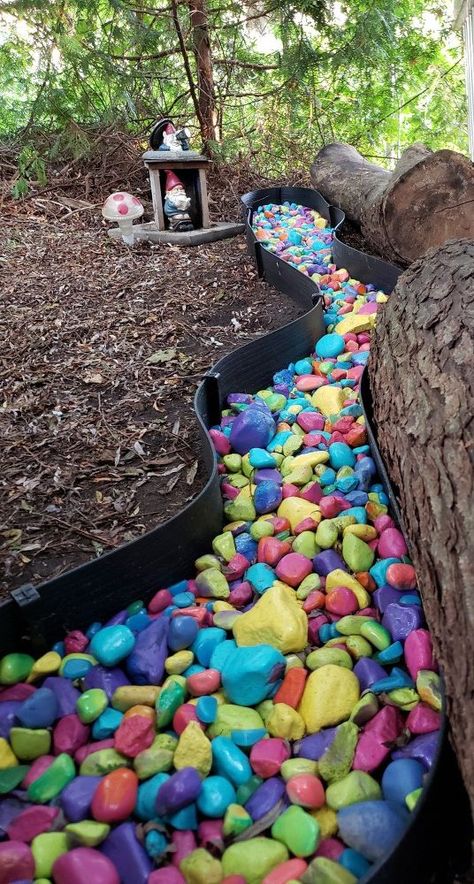 Rainbow River, Rocky River, Sensory Garden, Edging Ideas, School Garden, I Knew It, Fairy Garden Diy, Garden Edging, Landscaping With Rocks