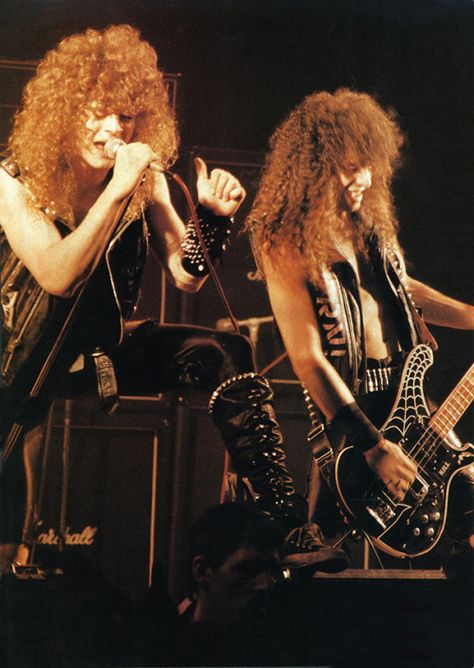 Overkill's Bobby Blitz and D.D. Verni onstage in 1986 Bobby Blitz, Overkill Band, Ears Bleed, 80s Metal Bands, Arte Heavy Metal, Metal Musicians, Groove Metal, Heavy Metal Art, Famous Musicians