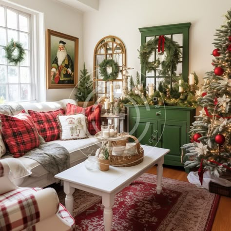 This wonderful Christmas Living Room stock image/ multi-use mockup photo features a French Country Cottage aesthetic with red, white & green decor. Vibe: French Country, Cozy, Warm, Country, Classic, Pretty, Cottagecore, Festive, Christmas, Holiday THIS IMAGE IS ALSO AVAILABLE IN THESE BUNDLES: + Our 'Full House' French Country Christmas Cottage Red, White & Green Bundle of 72 images:  https://www.etsy.com/listing/1581058121/whole-house-bundle-72-stock-images  + Our bundle of 12 French Country Christmas Cottage Red, White & Green Living Rooms here: https://www.etsy.com/listing/1581095961/french-country-cottage-christmas-living The perfect vessel to showcase your brand! Our mockups/stock images are simple to use - just add your graphic, make any edits you need for the most realistic aesthet Christmas Wall Unit Decor, Country French Christmas Decorating, Sunroom Christmas Decor, Red And White Christmas Decor Living Room, Rustic French Country Living Room, Cozy Winter House, Christmas Cottage Decor, Christmas Bench, French Country Cottage Christmas