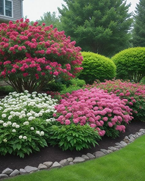 12 Best Shrubs For Landscaping Gardens Front Of House, Layering Shrubs Landscaping, Simple Shrub Landscaping, Zone 5 And 6 Landscaping, Layering Plants For Landscaping, Best Evergreen Shrubs Front Yards, Red Shrubs Landscape, Zone 3 Landscaping Front Yards, Shrub Bed Ideas