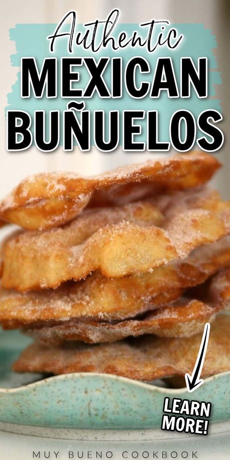 Authentic Mexican buñuelos are tortilla-like fritters that are sprinkled with cinnamon sugar for a simple and delicious dessert. These buñuelos take only thirty minutes to make and are great to serve for a quick dessert or easy snack that everyone will love. Mexican buñuelos are made by combining flour, salt, cinnamon, and more ingredients then making the dough into tortilla shapes then frying them. They're then dusted with a simple sugar and cinnamon coating that makes them sweet and delicious! Buñuelos Recipe, Mexican Bunuelos, Mexican Bunuelos Recipe, Bunuelos Recipe, Recipes With Flour Tortillas, Simple Sugar, Quick Dessert, Mexican Dessert Recipes, Dessert Photography