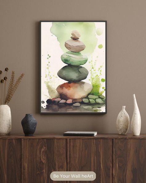 Zen Bathroom Wall Art, Spiritual Watercolor Paintings, Zen Painting Ideas, Zen Paint Colors, Drawing Room Paint, Zen Art Paintings, Zen Watercolor, Paintings Spiritual, Orange Entryway