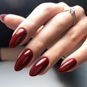 Press on Nails Medium Almond, GLAMERMAID Gothic Handmade Burgundy Jelly Gel Glue on Nails, 24Pcs Glossy Short Stiletto Reusable UV Finish Fake Nails Acrylic False Nails Manicure Kits for Women Gift Red Press On Nails, Nails Medium Almond, Deep Red Nails, Short Stiletto, Medium Almond, Gel Glue, Press On Nails Medium, Red Nail Designs, Nails Medium