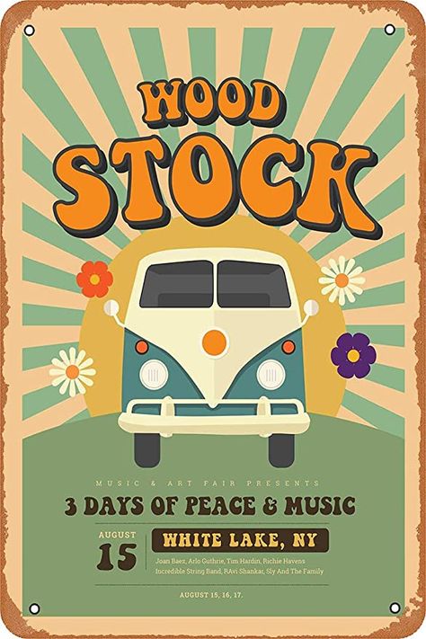 Woodstock Poster, House Bar, Rock Festival, Tin Art, Concert Poster, Art Wall Decor, Art Music, Woodstock, Vintage Metal