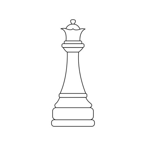 Queen chess piece. Vector black and white isolated outline Queen Chess, Queen Chess Piece, Chess Queen, Chess Pieces, Chess Set, Chess, The Queen, Vector Art, Vector Free