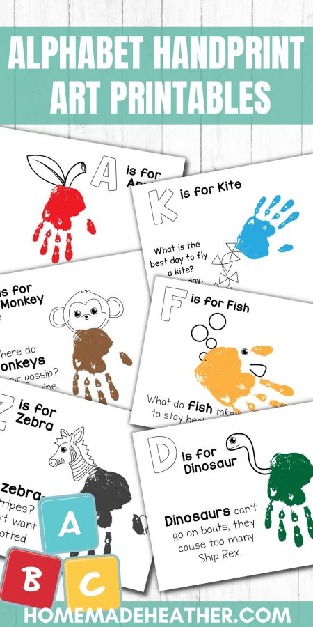 Alphabet Handprint Crafts, Animal Letters Alphabet Craft, Letter Handprint Craft Alphabet Book, Handprint Abc Book, Hand Print Alphabet Book, Free Handprint Printable, Letter A Handprint, Letter A Handprint Craft, Alphabet Footprint Art