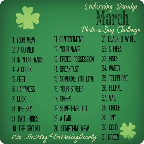 March Photo A Day Challenge with @Ashley Walkup {EmbracingBeauty.com} @Beauty4Moms March Photo Challenge, 365 Photo Challenge, Photo A Day Challenge, Puzzle Photo, Photo A Day Ideas, Photo Prompts, Instagram Challenge, Monthly Photos, Foto Tips