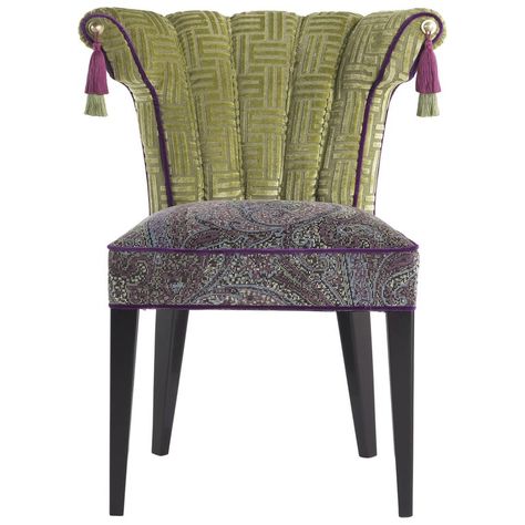 Etro Fes Chair in Fabric and Wood For Sale at 1stdibs Fireside Chairs, Wood For Sale, Paisley Fabric, Home Interiors, Chair Fabric, Interior Furniture, Modern Chairs, Slipper Chair, Modern Interior