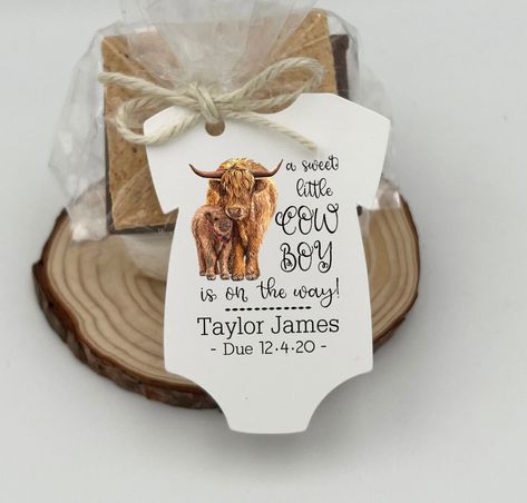 Cow Baby Shower Theme, Cow Baby Shower, Highland Cow Baby, Cow Baby Showers, Cowboy Baby Shower, Baby Boy Shower Favors, Baby Shower Tags, Little Cowboy, Boy Baby Shower Themes