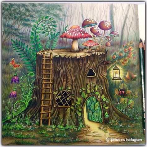 Beautiful Enchanted #Forest Enchanted Forest Book, Basford Enchanted Forest, Enchanted Forest Coloring Book, Johanna Basford Enchanted Forest, Enchanted Forest Coloring, Gardens Coloring Book, Forest Color, Johanna Basford Coloring Book, Fantasy Magic