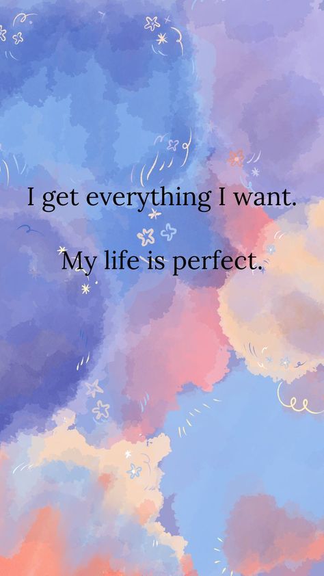 Write a list of everything that would make your life perfect. Then, use this blanket affirmation - "My life is perfect". Say this affirmation robotically for 30 days and watch your life transform into the life of your dreams. I Get Everything I Want, I Have Everything I Want, Universe Quotes Spirituality, Wallpaper Inspirational, Quotes Background, Life Quotes Wallpaper, Inspirational Quotes Background, Best Way To Make Money, Universe Quotes