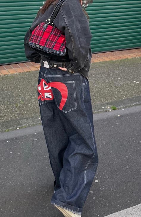 #london #fashion #aesthetic #jeans #jadedldn #flag #girl #ootd #red #outfitideas #baggy Jaded #jeansjacket Jaded London Outfit Aesthetic, Jaden London Jeans, Jaded London Jeans Outfit, Jaded London Aesthetic, Union Jack Outfit, Jaded London Outfit, Jaded London Colossus Jeans, Jaded Jeans, Realism Aesthetic