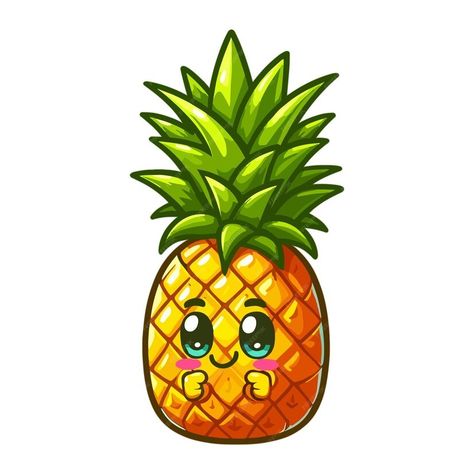 Premium Vector | Adorable cartoon pineapple illustration Pineapple Cartoon, Pineapple Drawing, Cartoon Pineapple, Pineapple Illustration, Marketing Poster, Cute Pineapple, Adorable Cartoon, Free Business Card Mockup, Kawaii Doodles