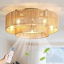 Bedroom Lighting Ideas Hanging, Rattan Ceiling Fan, Boho Ceiling, Rattan Ceiling, Room Amazon, Caged Ceiling Fan, Ceiling Fans With Lights, Fans With Lights, Bedroom Redo