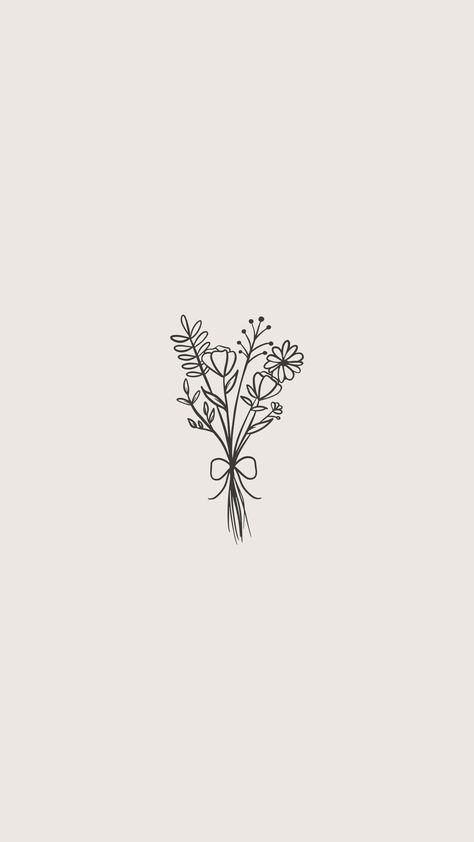 Tattoo Flower Bouquet Small, Flower Stems Drawing, Gardenia Bouquet Tattoo, Dainty Flower Bouquet Drawing, Small Bouquet Drawing, Bouquet Of Flowers Easy Drawing, Easy Pretty Flowers To Draw, One Line Flower Bouquet Drawing, Dainty Flowers Drawing