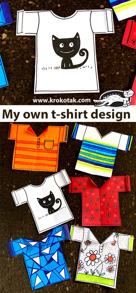 My own t-shirt design Fashion Crafts For Kids, Aesthetic Craft Ideas, Craft Ideas For Beginners, Craft For Beginners, Flower Making Crafts, Aesthetic Craft, Preschool Art Projects, Children Activities, Elementary Spanish