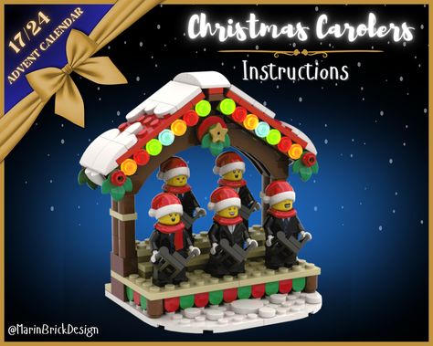 Lego Christmas Instructions, Lego Winter Ideas, Lego Christmas Village Diy, Lego Food Stand, Lego Winter Village Ideas, Christmas Lego Ideas, Lego Diy Ideas, Lego Christmas Ideas, Lego Nativity