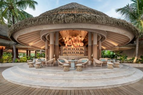 Joali Being | Autoban Hotel Resort Design, Contemporary Outdoor Furniture, Tea Lounge, Photo Opportunity, Wellness Resort, Areas Verdes, Resort Design, Thatched Roof, Pool Bar