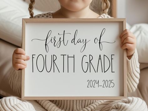 First Day Of 4th Grade Sign Fourth PRINTABLE Back To School Sign Photo Prop Back To School Sign, Download Sign, School Signs, School Pictures, School Photos, Signed Photo, Printable Signs, Third Grade, 3rd Grade