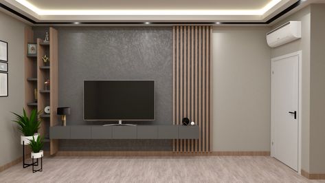 Tv Unit Color Combination, Minimal Tv Unit Design, Black Luxury Bedroom, Grey Tv Unit, Lcd Wall Design, Tv Wall Ideas, Modern Tv Room, Modern Tv Unit Designs, Tv Unit Design Modern