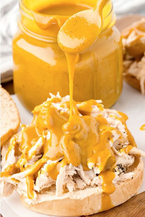 Carolina Gold Bbq Sauce Recipe, Carolina Gold Sauce, Carolina Gold Bbq Sauce, Cereal Recipes Homemade, Gold Bbq Sauce, Bbq Grilled Chicken Recipes, Barbecue Sauce Recipe, Carolina Bbq, Carolina Bbq Sauce